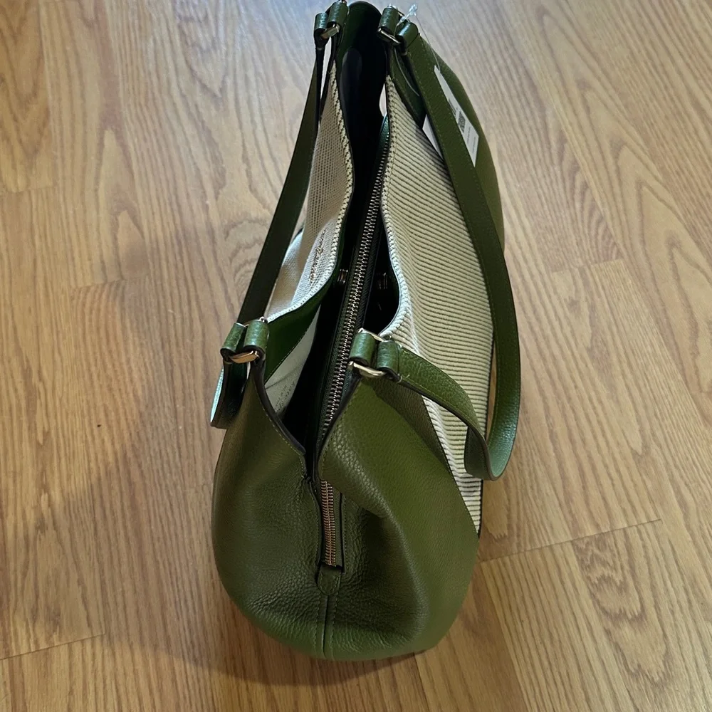 Kate Spade Green Leather Shoulder Bag with Top Zipper and Interior Organization - Picture 4 of 8